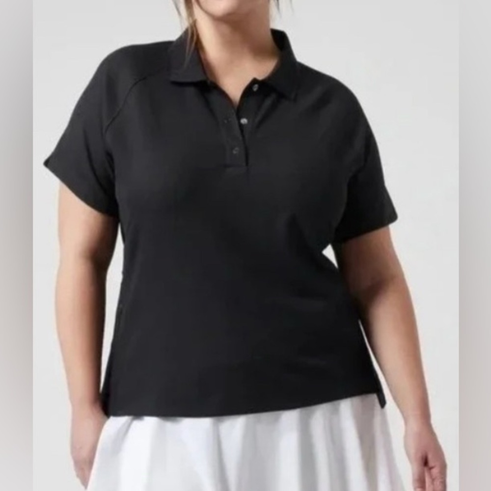 Athleta - NEW - EVERYDAY POLO TEE. Black.